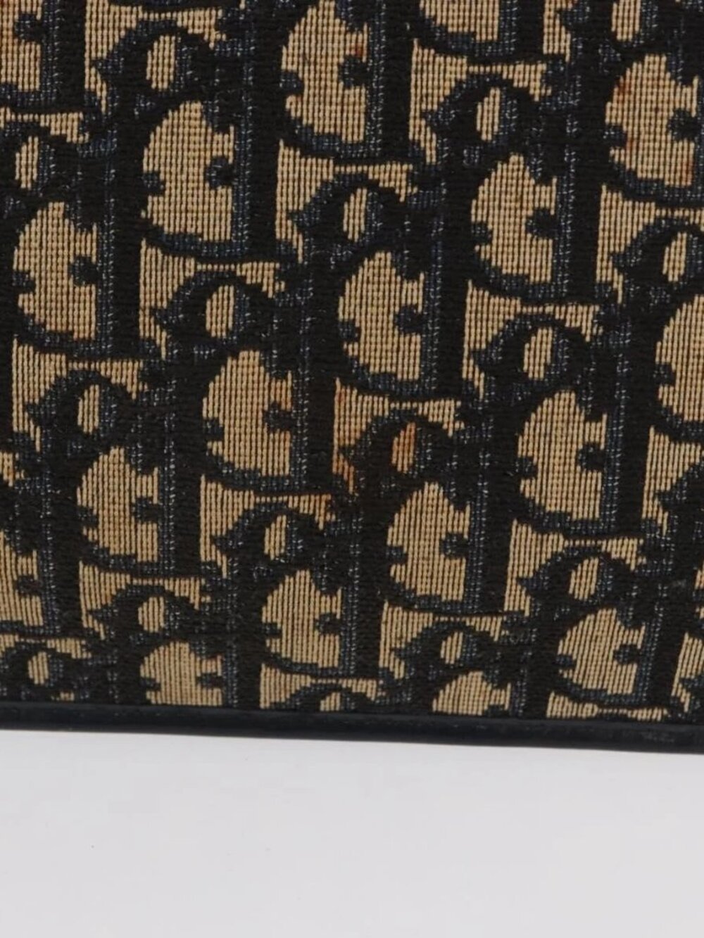 Christian Dior Trotter Canvas Clutch Bag Navy Gold Auth 170587 - Picture 3 of 14